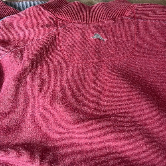🌴Mens Tommy Bahama Reversible Quarter Zip Pullover Red Grey Beach - Picture 3 of 7